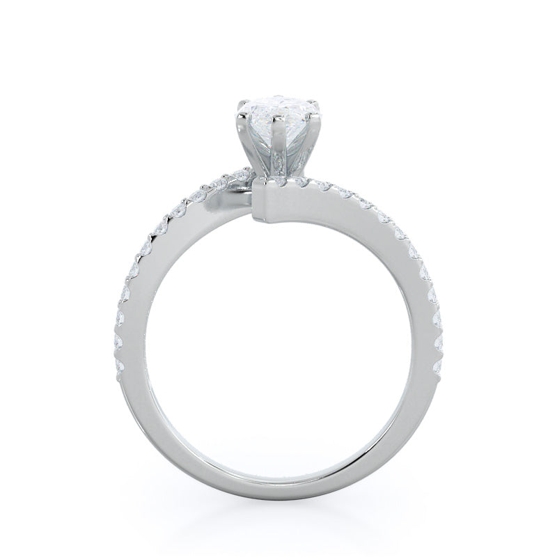 Marquise Cut Twist Diamond Engagement Ring with Lab Grown Diamond in 14KT Platinum view 2
