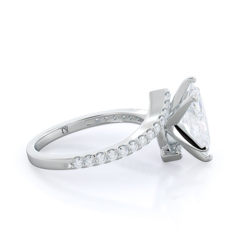 Marquise Cut Twist Diamond Engagement Ring with Lab Grown Diamond in 14KT Platinum view 3
