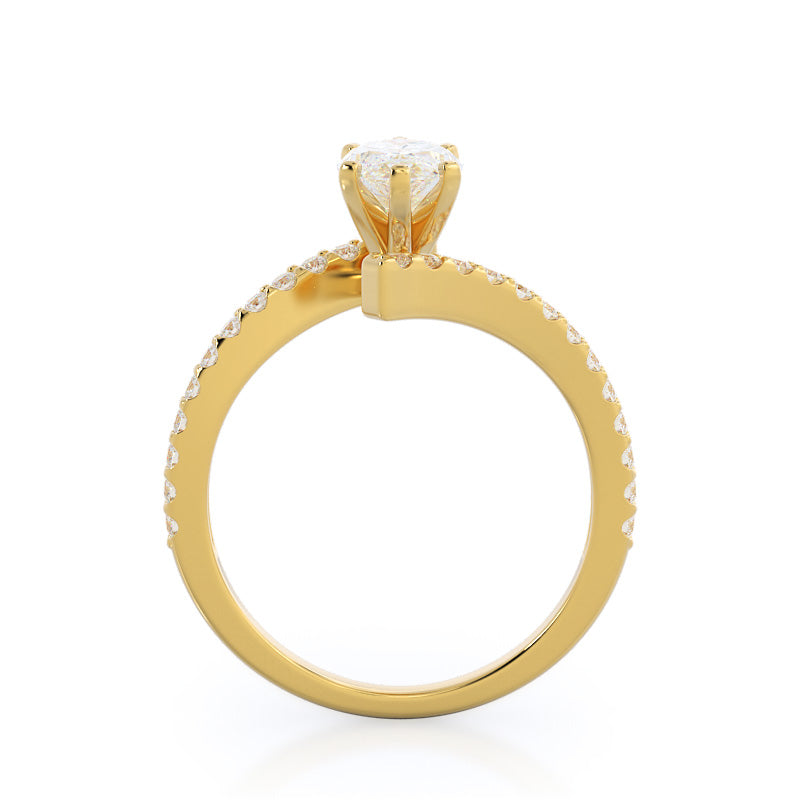 Marquise Cut Twist Diamond Engagement Ring with Lab Grown Diamond in 14KT Yellow Gold view 2
