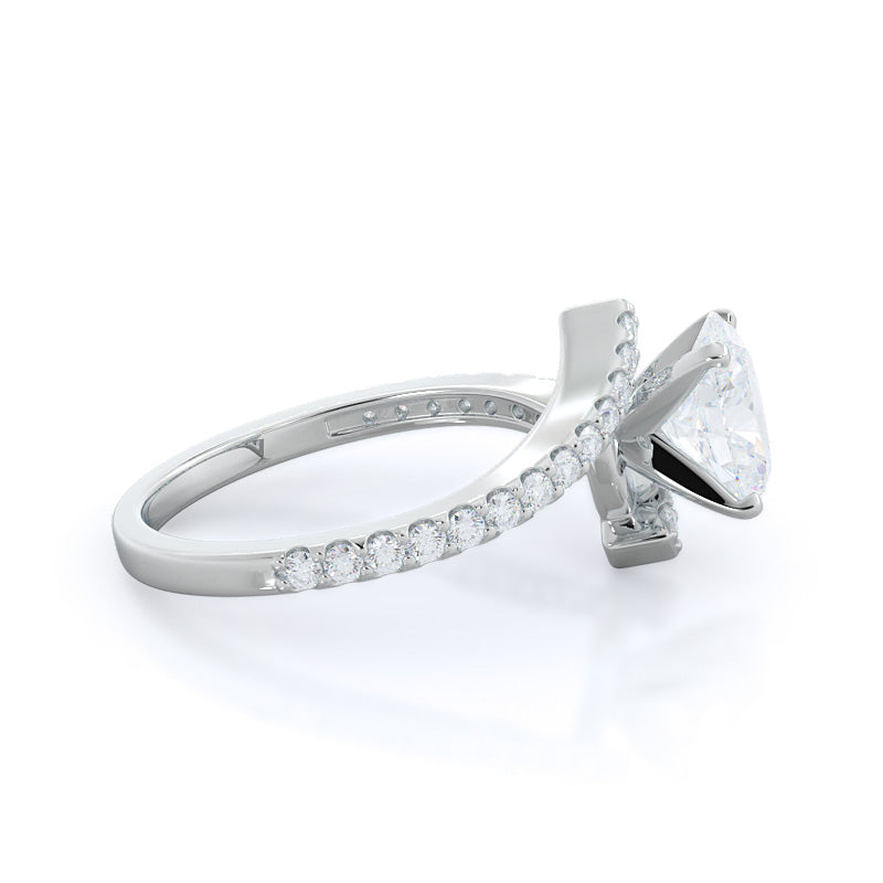 Oval Cut Twist Diamond Engagement Ring with Lab Grown Diamond in 14KT Platinum view 3
