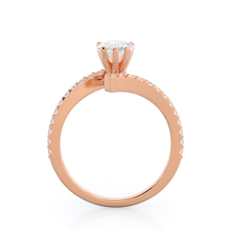 Pear Cut Twist Diamond Engagement Ring with Lab Grown Diamond in 14KT Rose Gold view 2
