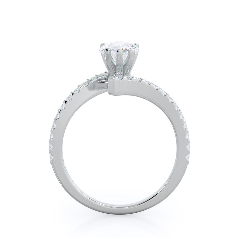 Pear Cut Twist Diamond Engagement Ring with Lab Grown Diamond in 14KT Platinum view 2
