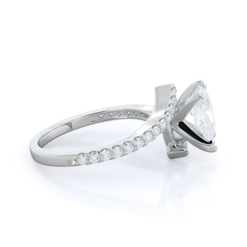 Pear Cut Twist Diamond Engagement Ring with Lab Grown Diamond in 14KT Platinum view 3
