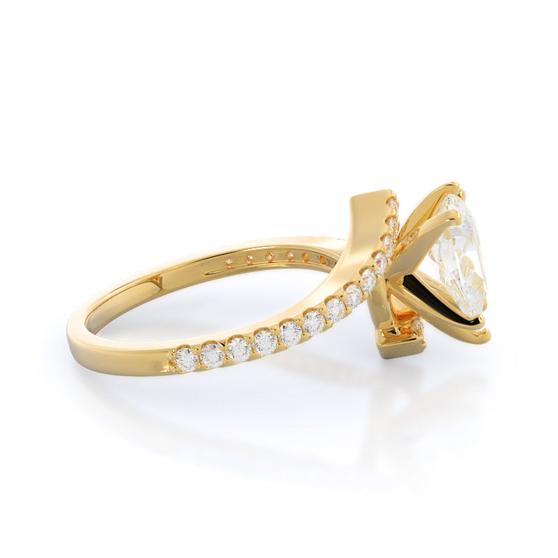 Pear Cut Twist Diamond Engagement Ring with Lab Grown Diamond in 14KT Yellow Gold view 3
