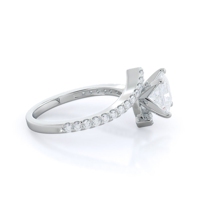 Princess Cut Twist Diamond Engagement Ring with Lab Grown Diamond in 14KT Platinum view 3
