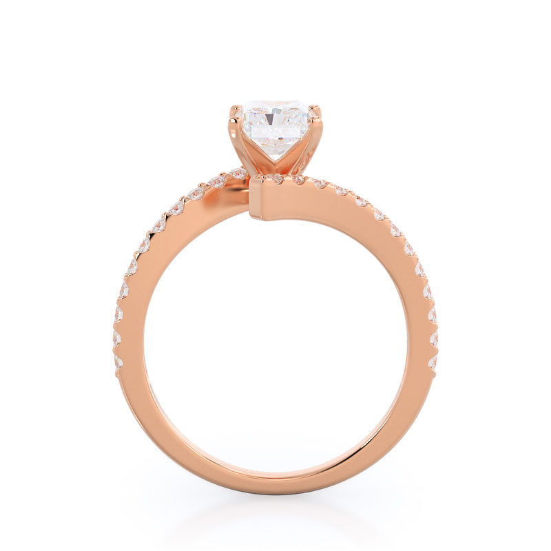 Radiant Cut Twist Diamond Engagement Ring with Lab Grown Diamond in 14KT Rose Gold view 2
