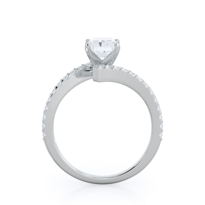 Radiant Cut Twist Diamond Engagement Ring with Lab Grown Diamond in 14KT Platinum view 2

