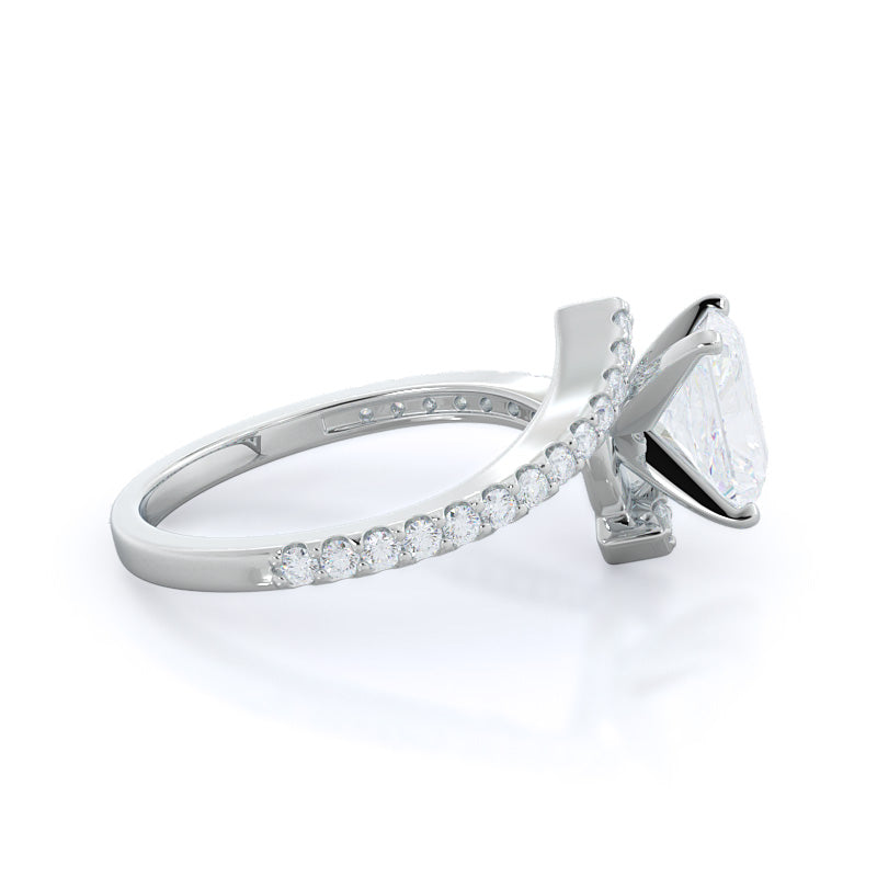 Radiant Cut Twist Diamond Engagement Ring with Lab Grown Diamond in 14KT Platinum view 3
