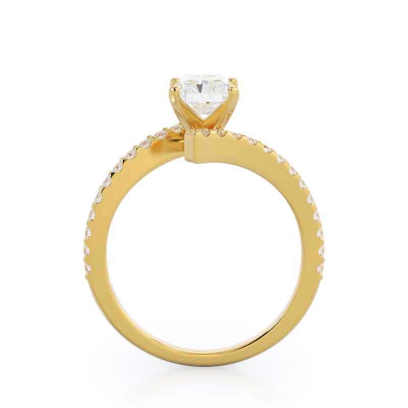 Radiant Cut Twist Diamond Engagement Ring with Lab Grown Diamond in 14KT Yellow Gold view 2
