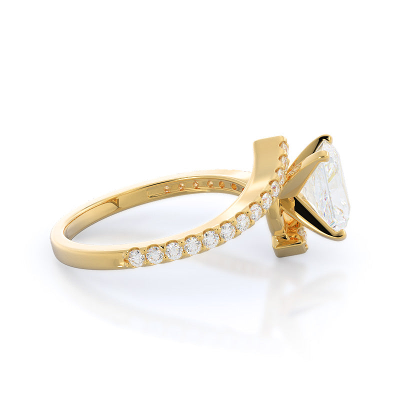Radiant Cut Twist Diamond Engagement Ring with Lab Grown Diamond in 14KT Yellow Gold view 3
