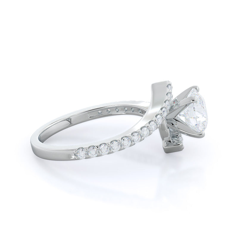 Round Cut Twist Diamond Engagement Ring with Lab Grown Diamond in 14KT Platinum view 2
