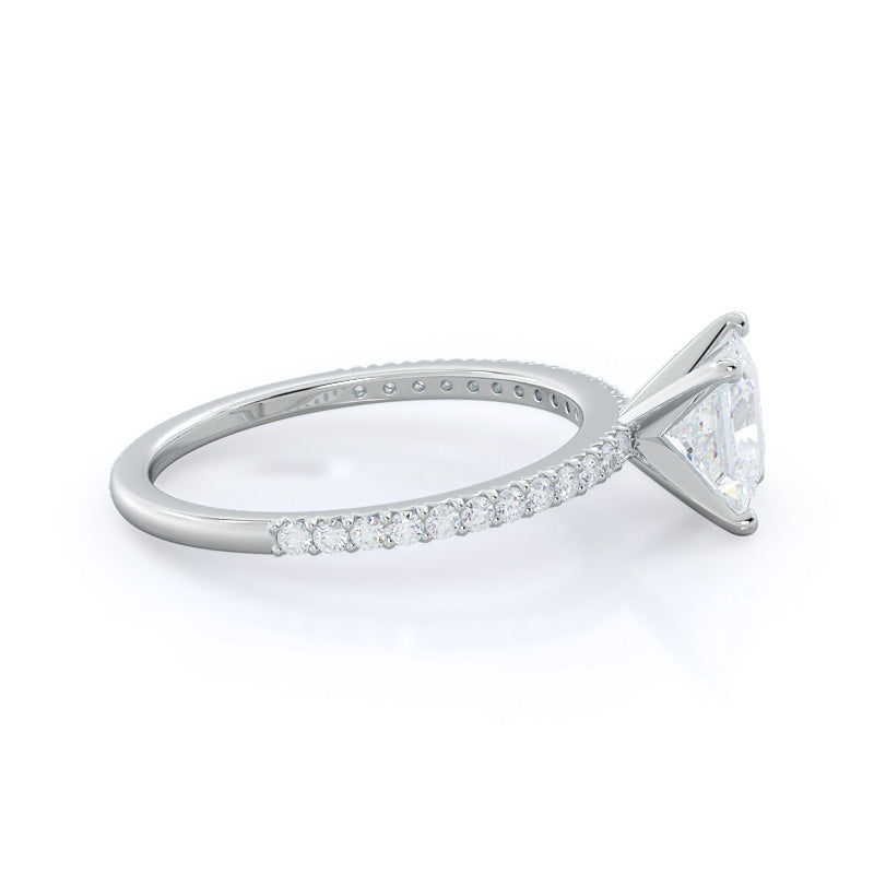 Princess Cut French Cut Pave Diamond Engagement Ring with Lab Grown Diamond in 14KT Platinum view 3
