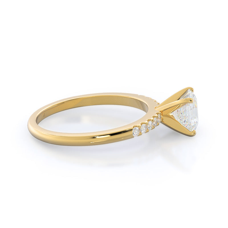 Traditional Pave Diamond Engagement Ring with Asscher Cut Diamond in 14KT Yellow Gold view 3

