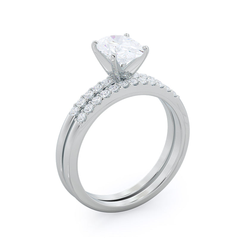 Traditional Pave Diamond Engagement Ring with Emerald Cut Diamond in 14KT Platinum view 4
