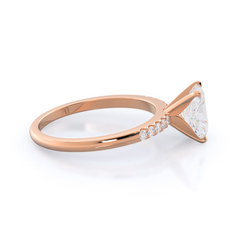 Traditional Pave Diamond Engagement Ring with Radiant Cut Diamond in 14KT Rose Gold view 3
