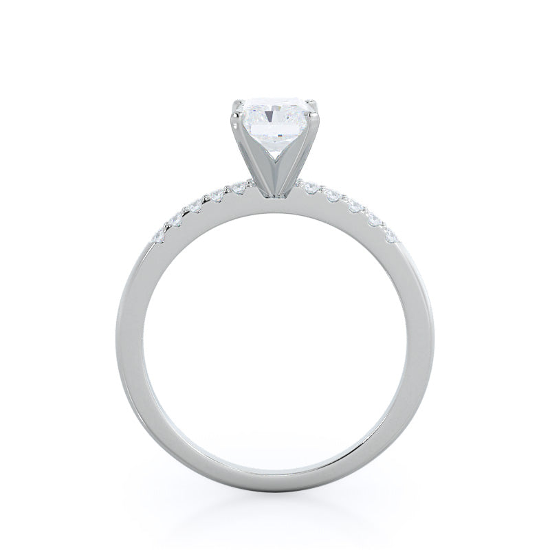 Traditional Pave Diamond Engagement Ring with Radiant Cut Diamond in 14KT Platinum view 2
