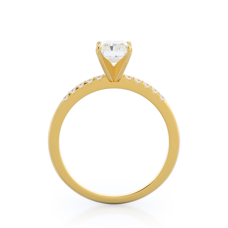 Traditional Pave Diamond Engagement Ring with Radiant Cut Diamond in 14KT Yellow Gold view 2
