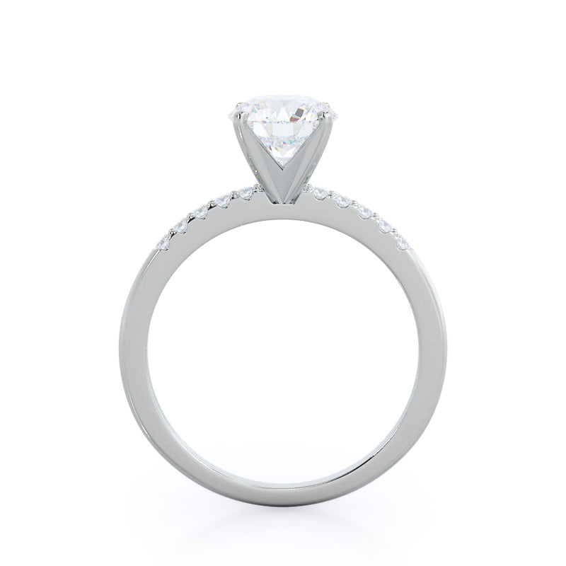 Traditional Pave Diamond Engagement Ring with Round Cut Diamond in 14KT Platinum view 2
