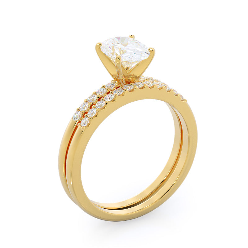Round Cut Traditional Pave Diamond Engagement Ring with Lab Grown Diamond in 14KT Yellow Gold view 4
