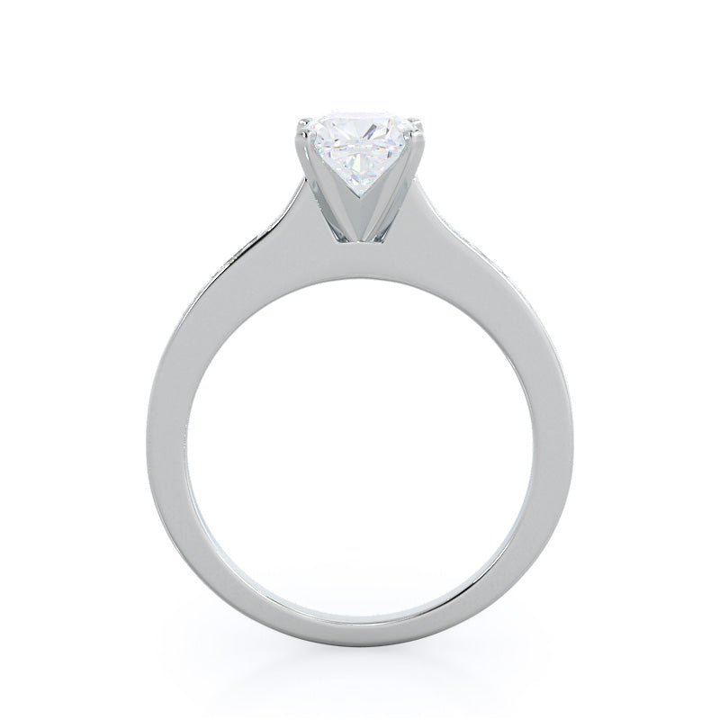 Cushion Cut Princess Studded Engagement Ring with Lab Grown Diamond in 14KT Platinum view 2
