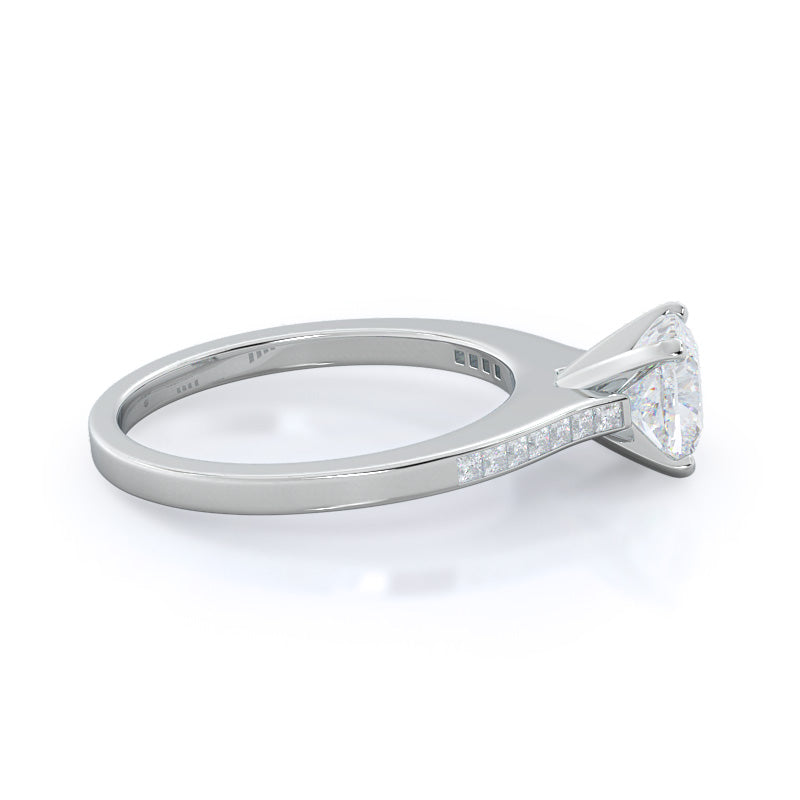 Cushion Cut Princess Studded Engagement Ring with Lab Grown Diamond in 14KT Platinum view 3
