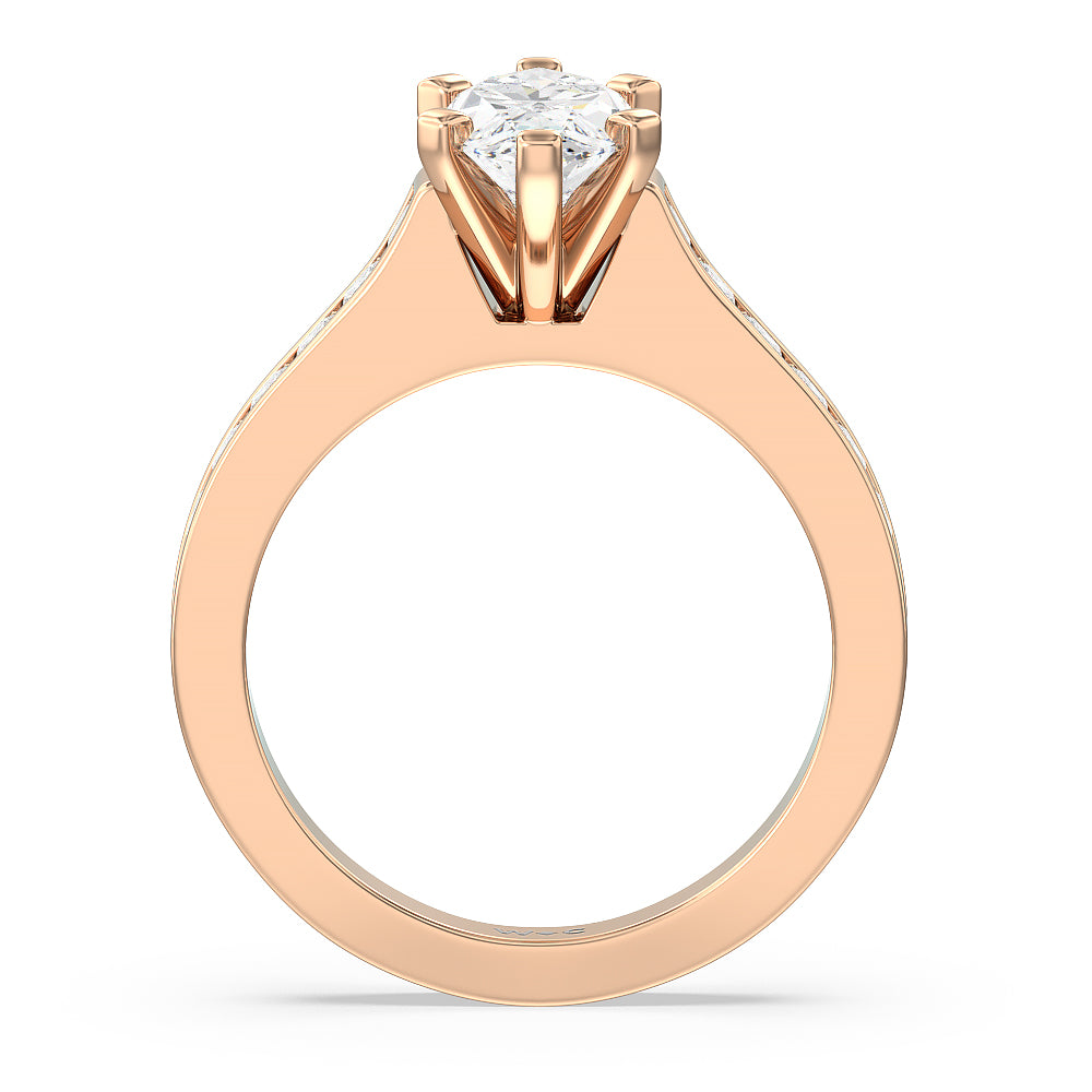 Marquise Cut Princess Studded Engagement Ring with Lab Grown Diamond in 14KT Rose Gold view 2
