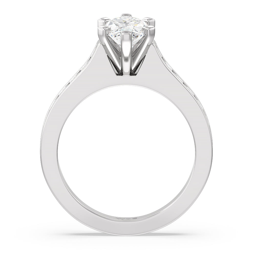 Marquise Cut Princess Studded Engagement Ring with Lab Grown Diamond in 14KT Platinum view 2
