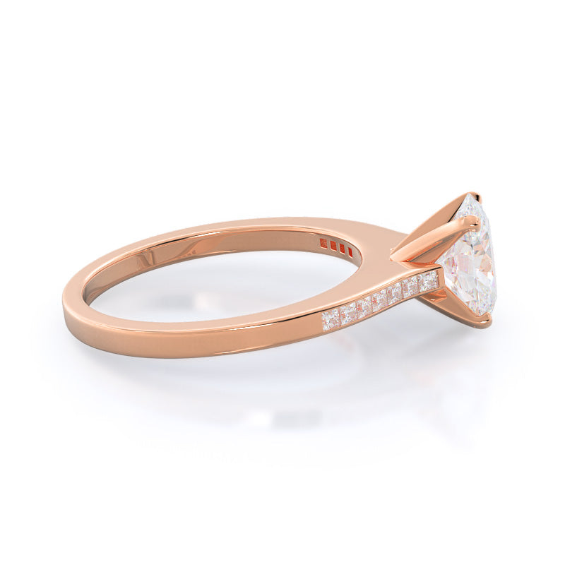Oval Cut Princess Studded Engagement Ring with Lab Grown Diamond in 14KT Rose Gold view 3
