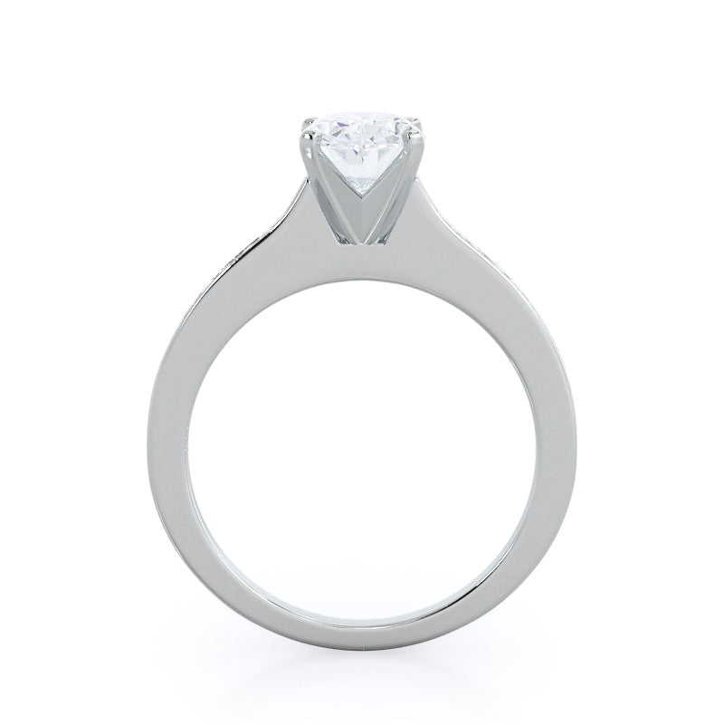 Oval Cut Princess Studded Engagement Ring with Lab Grown Diamond in 14KT Platinum view 2
