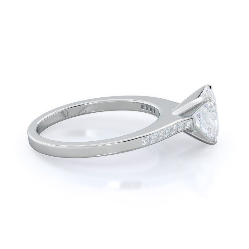 Oval Cut Princess Studded Engagement Ring with Lab Grown Diamond in 14KT Platinum view 3
