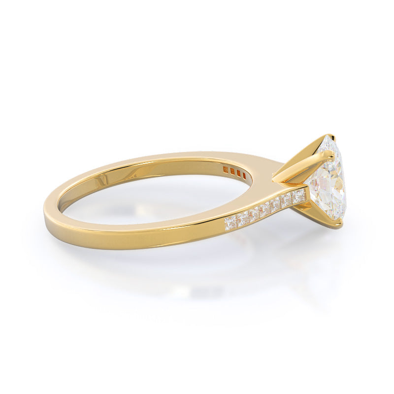 Oval Cut Princess Studded Engagement Ring with Lab Grown Diamond in 14KT Yellow Gold view 3
