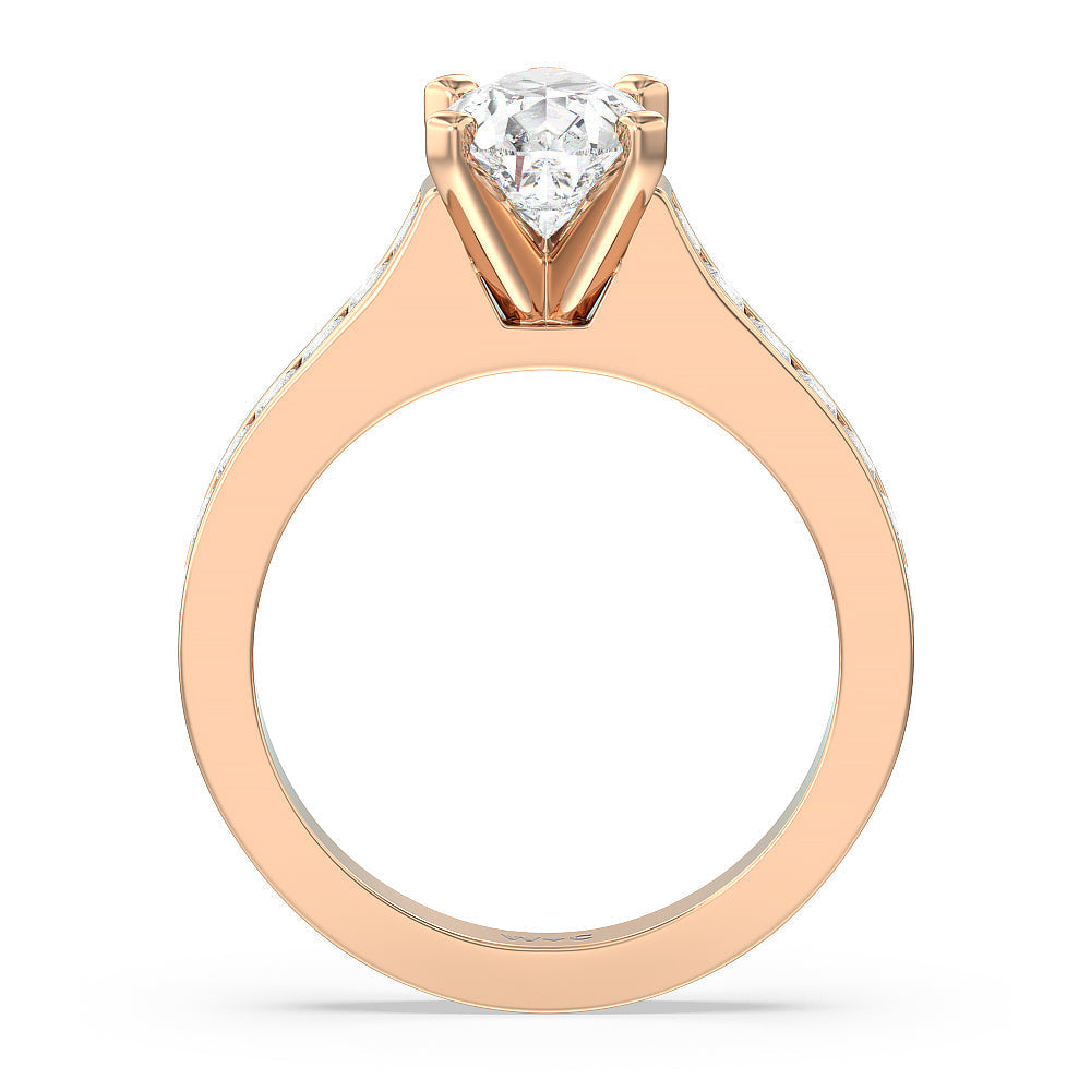 Pear Cut Princess Studded Engagement Ring with Lab Grown Diamond in 14KT Rose Gold view 2
