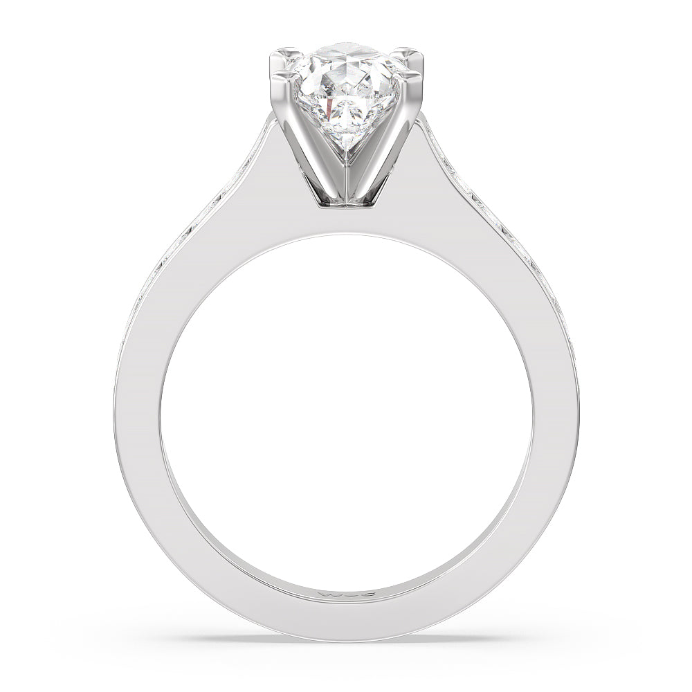 Pear Cut Princess Studded Engagement Ring with Lab Grown Diamond in 14KT Platinum view 2
