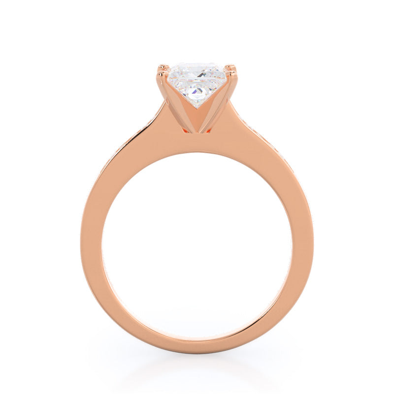 Princess Cut Princess Studded Engagement Ring with Lab Grown Diamond in 14KT Rose Gold view 2
