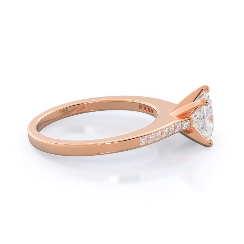 Princess Cut Princess Studded Engagement Ring with Lab Grown Diamond in 14KT Rose Gold view 3
