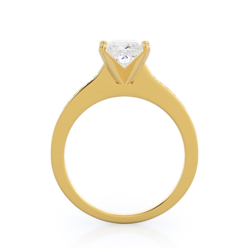 Princess Cut Princess Studded Engagement Ring with Lab Grown Diamond in 14KT Yellow Gold view 2
