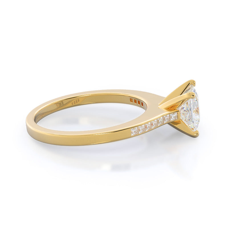 Princess Cut Princess Studded Engagement Ring with Lab Grown Diamond in 14KT Yellow Gold view 3
