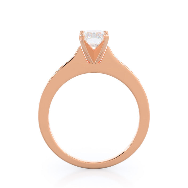 Radiant Cut Princess Studded Engagement Ring with Lab Grown Diamond in 14KT Rose Gold view 2
