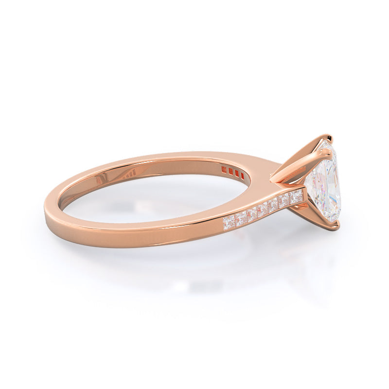 Radiant Cut Princess Studded Engagement Ring with Lab Grown Diamond in 14KT Rose Gold view 3
