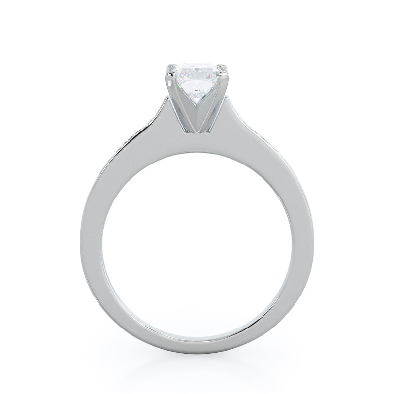 Radiant Cut Princess Studded Engagement Ring with Lab Grown Diamond in 14KT Platinum view 2
