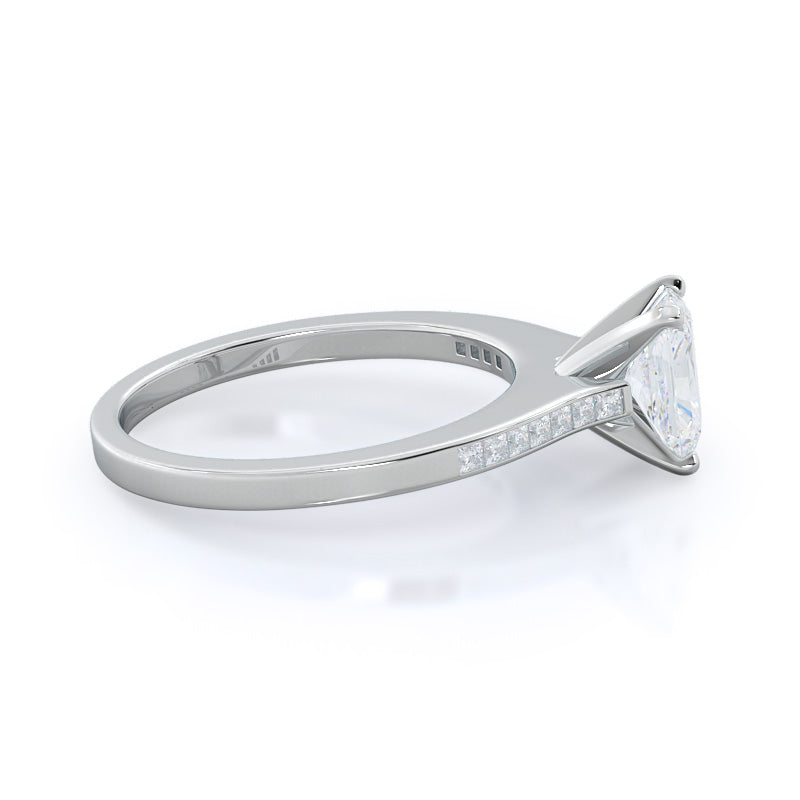 Radiant Cut Princess Studded Engagement Ring with Lab Grown Diamond in 14KT Platinum view 3
