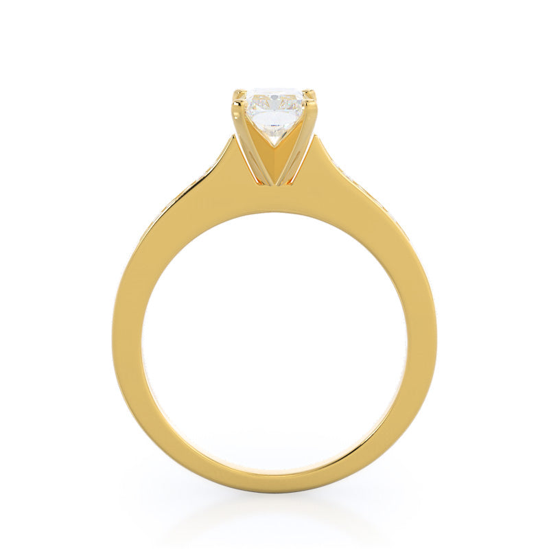 Radiant Cut Princess Studded Engagement Ring with Lab Grown Diamond in 14KT Yellow Gold view 2
