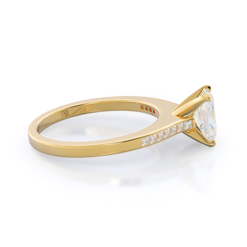Radiant Cut Princess Studded Engagement Ring with Lab Grown Diamond in 14KT Yellow Gold view 3
