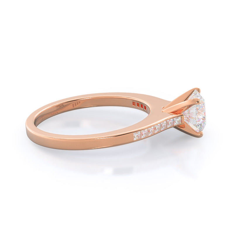 Round Cut Princess Studded Engagement Ring with Lab Grown Diamond in 14KT Rose Gold view 2
