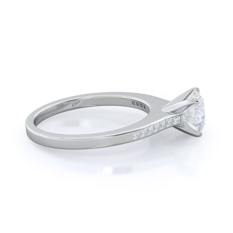 Round Cut Princess Studded Engagement Ring with Lab Grown Diamond in 14KT Platinum view 2
