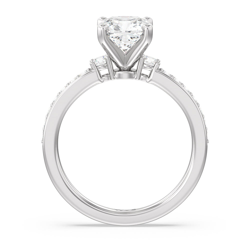 Cushion Cut Duet Diamond Engagement Ring with Lab Grown Diamond in 14KT Platinum view 2
