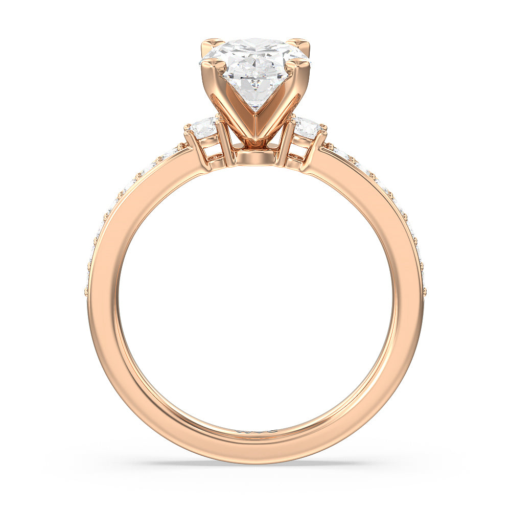 Oval Cut Duet Diamond Engagement Ring with Lab Grown Diamond in 14KT Rose Gold view 2
