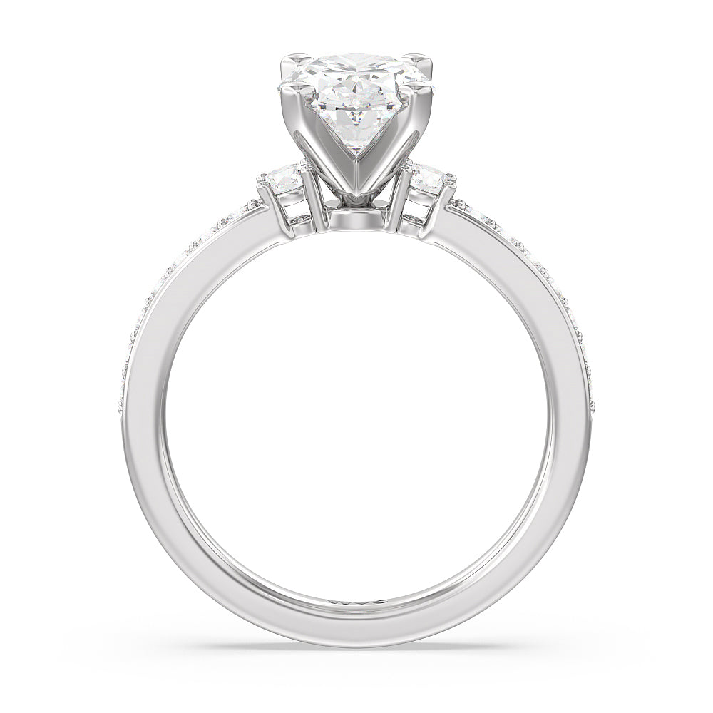 Oval Cut Duet Diamond Engagement Ring with Lab Grown Diamond in 14KT Platinum view 2

