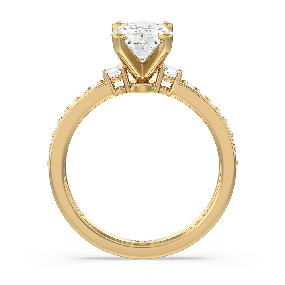 Oval Cut Duet Diamond Engagement Ring with Lab Grown Diamond in 14KT Yellow Gold view 2
