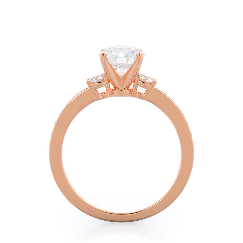 Round Cut Duet Diamond Engagement Ring with Lab Grown Diamond in 14KT Rose Gold view 2
